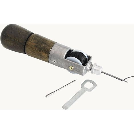 Ledernähahle – 7-teiliges Handnähset mit Metallnadeln und gewachstem Garn – für dickes Leder, robuste Stoffe und Segeltuch – 1 Set (1/5)