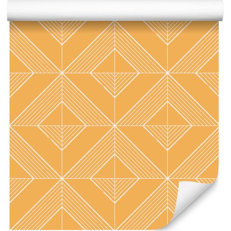 Carta da parati con motivo geometrico a rombi, sfondo color crema, centro color crema, 50x1000 cm (1/5)