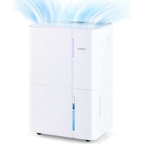 Déshumidificateur blanc 40 L/jour avec 3 modes et écran LED, minuterie 24 h pour maison, cave et salle de bains (1/5)