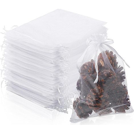 Confezione da 100 retine bianche per alberi da frutto (20 x 30 cm), reti per proteggere la frutta, sacchetti in organza riutilizzabili (1/5)