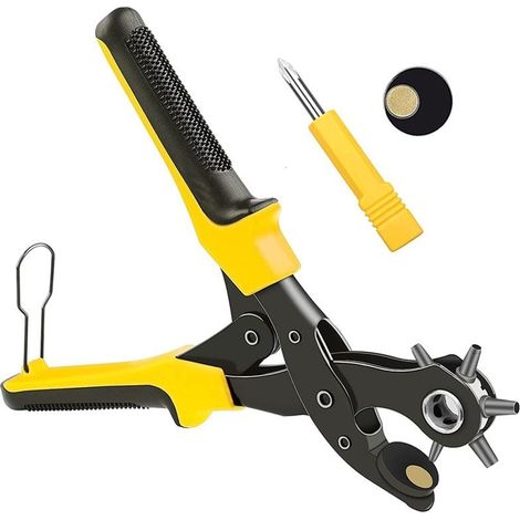 Pince perforatrice en cuir perce ceinture troueuse ceinture 2mm - 4,5mm Pour les chaussures les cartes l'artisanat la toile les sacs - Poinçon à manche jaune
