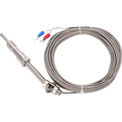 Sonde thermocouple blindée type K avec câble et ressort de compression, 5 mètres pour usage industriel en usine (1/5)