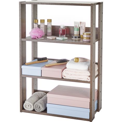 Iris Ohyama, Bücherregal, 3-stöckiger Aufbewahrungsschrank/verstellbare Regale, OWR-600, Braun, W29,3 x D60 x H87,9 cm