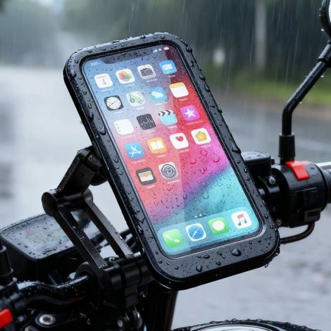 Support Téléphone Moto Antivol Étanche - Fixation Guidon 720° Bras Double Rotule Pour Smartphones 5.5-6.8 Pouces (1/5)