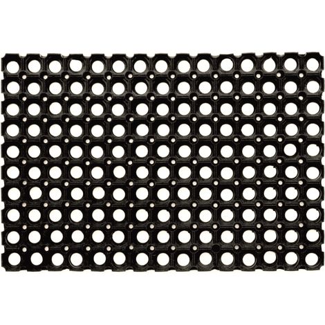 Tappeto in gomma zerbino antiscivolo copripavimento forellato griglia nero cm 40x60 950df (1/2)