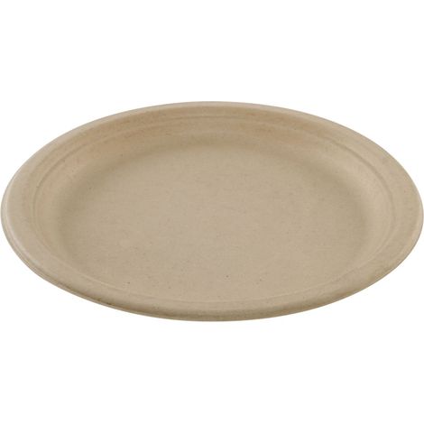Assiette ronde crème en canne à sucre Ø 26 cm - 800 unités - Betik