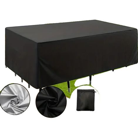 Housses de meubles de patio, imperméables, résistantes aux UV, noir-c, 350x260x70cm (1/2)
