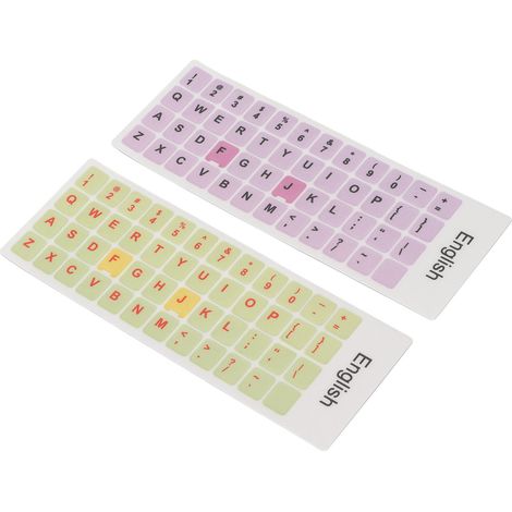 2 autocollants pour clavier, colorés, en anglais, résistants à la poussière et à l'eau, en PVC, pour touches d'ordinateur.