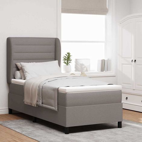 vidaXL Lit à ressorts avec tête de lit Taupe 90 x 190 cm tissu (1/5)