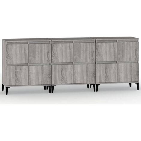 Credenza buffet cassettiera mobile contenitore organizer cucina soggiorno soggiorni 3 pezzi sonoma 60 x 35 x 70 cm pannelli in derivati grigio 020037167
