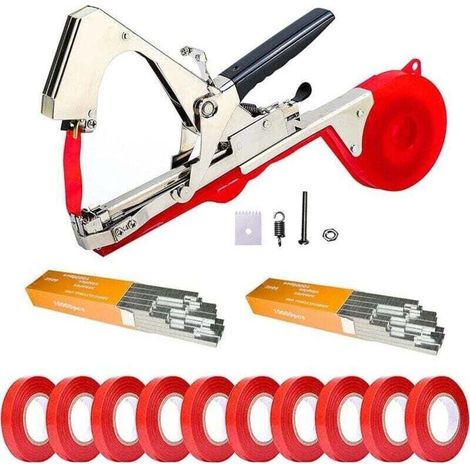 Attache Plante 14 Pack Pince à Lier Pince À Lier Jardin De Jardinage Attacher Branche Machine À Taper Nouer Branches, Rubans de Pépinière, Lame de Coupe Ruban, Agrafes pour Raisins, Tomates (1/5)