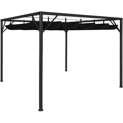 Chapiteau de Jardin avec Auvent Rétractable en Acier et Polyester Anthracite 3x3 m - PANGIVO (1/5)