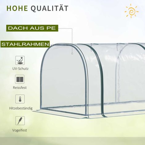 Serre de jardin avec porte, châssis froid, abri végétal pour culture, acier et plastique, dimensions 350 x 100 x 80 cm, transparent et vert (1/4)