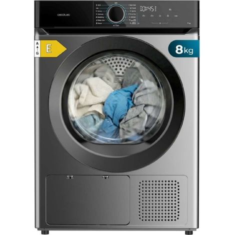 Cecotec Sèche-linge pompe à chaleur 8 kg Bolero Dresscode Dry 8180 Steel. 650 W, classe E (ancienne A++), faible conso, 15 progr (1/4)