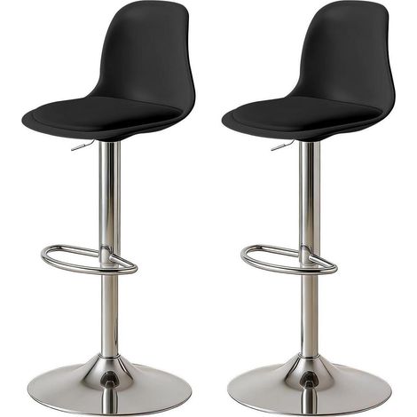Barhocker Set 2 Stück, höhenverstellbar, drehbar, mit Rückenlehne, Schwarz (1/5)