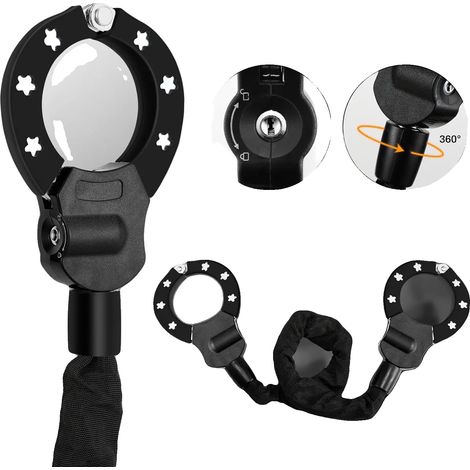 Verrou de menottes, matériau en acier, épaisseur de chaîne 8 mm, longueur totale 93 cm, longueur de chaîne 60 cm, compatibilité 7,3 cm à 8,5 cm (1/5)