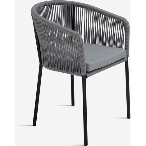 Chaise d'intérieur en corde et métal Joan - Gris clair