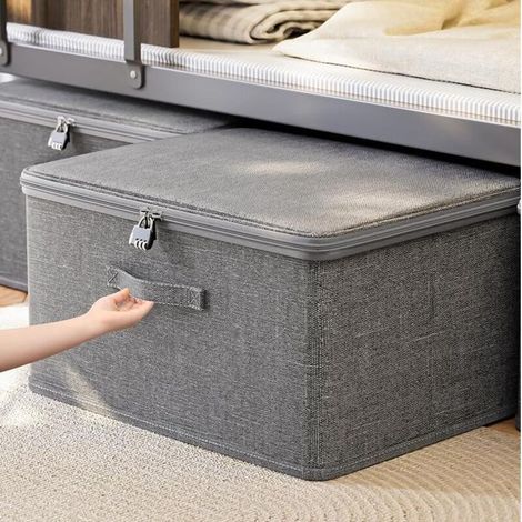 Boîte de rangement, très grande boîte à vêtements 45 x 35 x 26 cm, boîte en tissu pliable avec couvercle