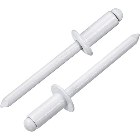 100 Pièces Rivets Aveugles en Aluminium 4.8 x 10 mm, Prise En Aluminium Et Mandrin En Acier, Rivets Fendus À Tête Bombée pour Réparation Automobile, Meuble, Bricolage, Blanc (1/5)