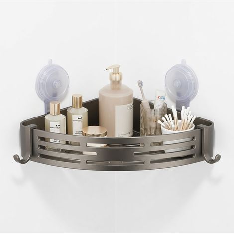 Estantería de esquina con ventosa para baño gris antracita gris (1/5)