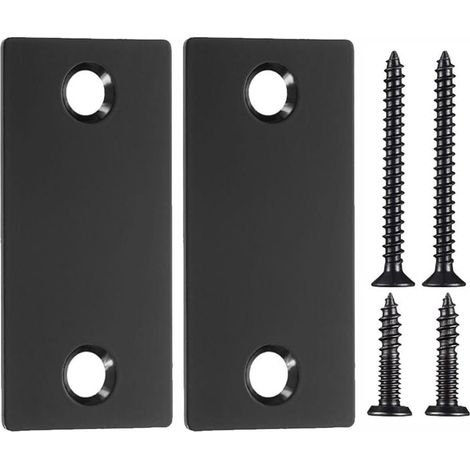 Set of 2 stainless steel door hole covers with fixing screws (1/5)