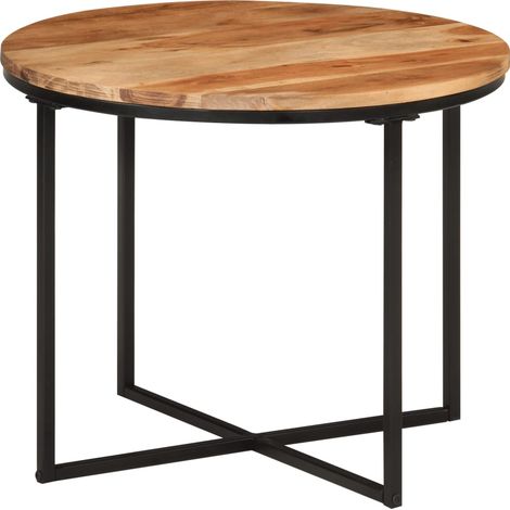 Couchtisch 55x55x45 cm Massivholz Akazie und Eisen