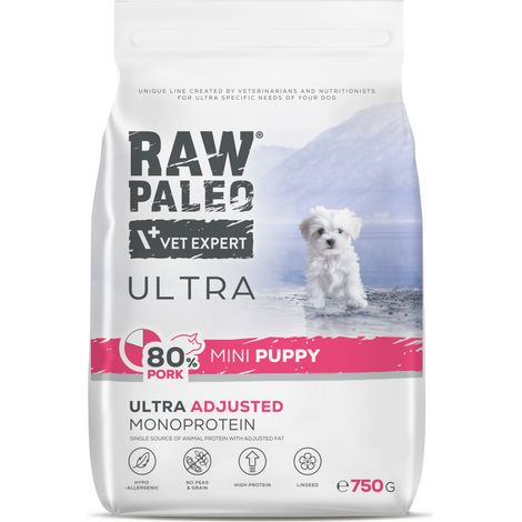 VetExpert Raw Paleo Ultra Pork Mini Puppy Nassfutter für Hunde, 2 kg