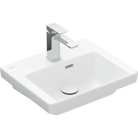 Lavabo del baño V&B Subway 3.0 450x370 mm Fregadero con desbordamiento con orificio para toque blanco C+ (1/4)