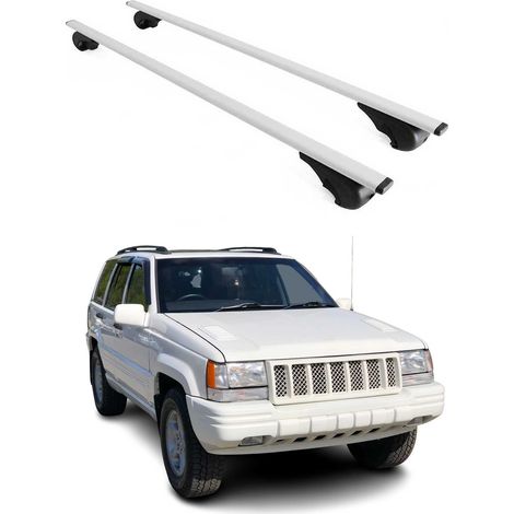 OMAC Barres de toit pour Jeep Grand Cherokee ZJ 1993-1998 – TÜV / DIN 75302:2019 – Antivol inclus – Charge max 75 kg – 2 barres Argent (1/4)