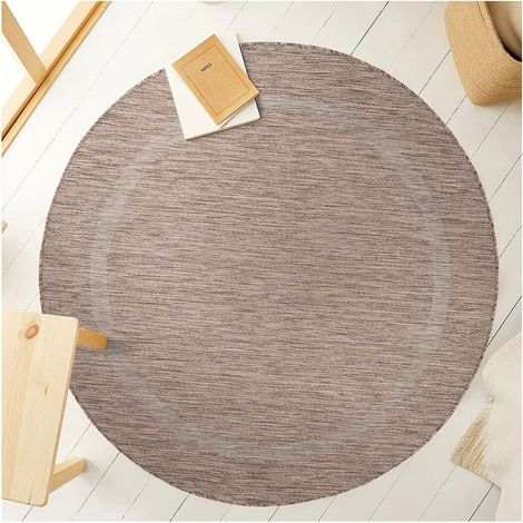 Tapis plat intérieur et extérieur contemporain rond Kiano Marron Ø 160 (1/5)