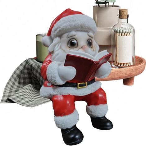 Luminaire De Noël - Veilleuse En Forme De Statue De Père Noël Lisant Un (1/5)