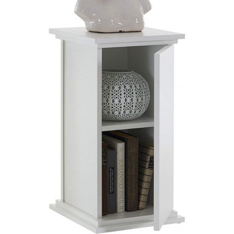 Console Déco avec Porte/Étagère Bois Blanc 30 x 30 x 58 cm (1/5)