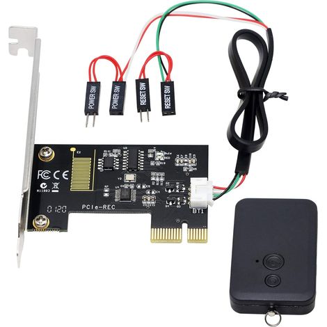 Commutateur de télécommande d'ordinateur sans fil PCIe, 2,4 G sans fil pour alimentation/réinitialisation de l'ordinateur (1/5)