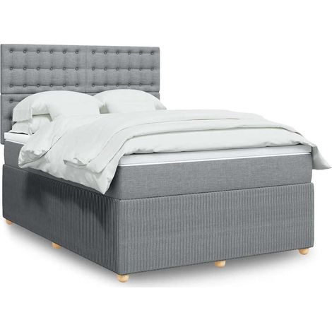 Boxspringbett mit Matratze Hellgrau 140x200 cm Stoff