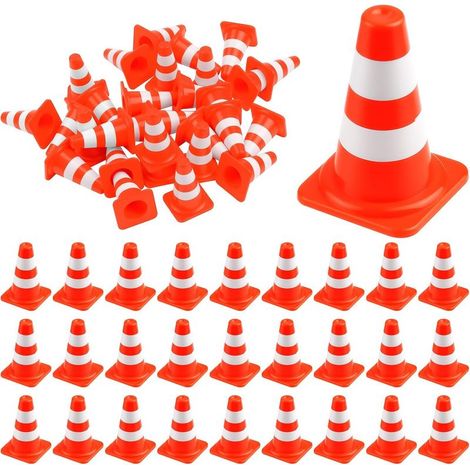 Lot de 30 mini cônes de signalisation en plastique – Pour chantier, entraînement et barrière routière – Aussi jouets orange pour tables de sable (1/4)