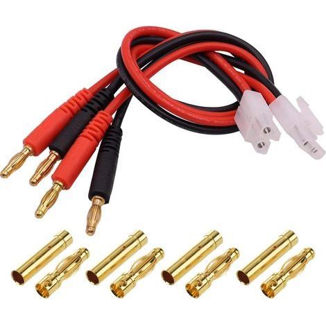 2 Adaptateur Connecteur Mâle, Câble Silicone 14AWG, Fiche Banane 4mm, Pour Batterie RC (1/5)