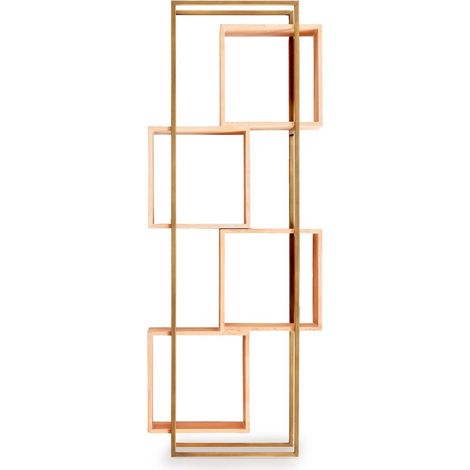 Étagère design en métal doré et bois naturel - Doré et naturel (1/2)