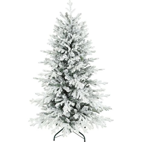 Künstlicher Weihnachtsbaum, 150cm Christbaum mit Schnee, 1162 Zweigen, klappbarem Metallständer