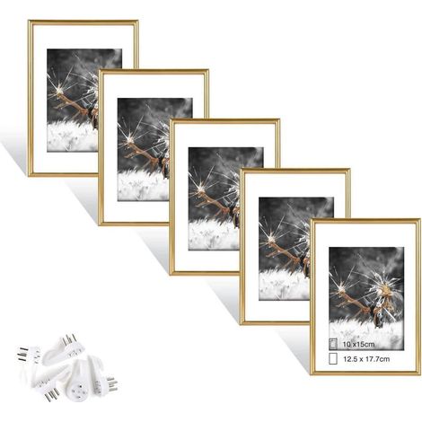 5er Set Bilderrahmen 13x18 cm Gold mit Plexiglas, Hoch- und Querformat (1/5)