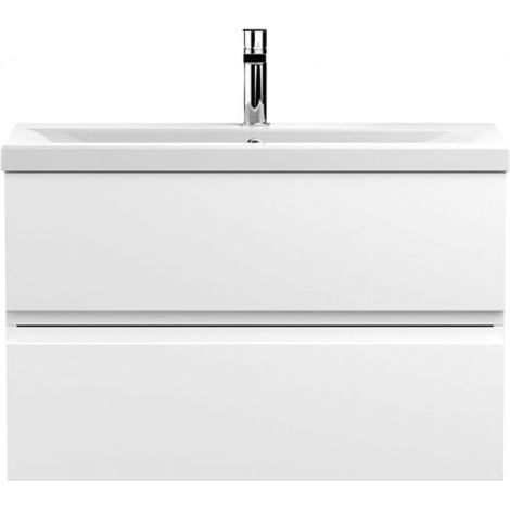 Hudson Reed Urban Wall Hung 2-Drawer Vanity Unit with Basin 1 Satin White - 800mm Wide (1/5)