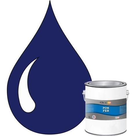 Peinture Fer Antirouille – Métal Extérieur Intérieur, Satinée, Protection Rouille - 1L - RAL 5005 - Bleu de sécurité