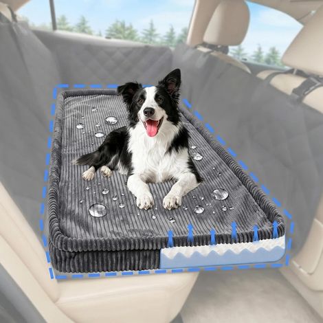 Dog Car Cushion, Flannel with Removable Non-Slip Cover, Dark Grey (1/5)