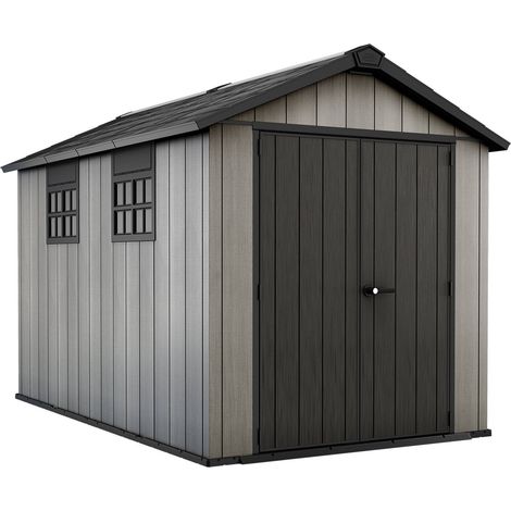 Dmora - Casetta da giardino Dartmouth, Capanno da esterno, Rimessa da giardino, Ripostiglio per attrezzi, 230x350 h242 cm, Grigio