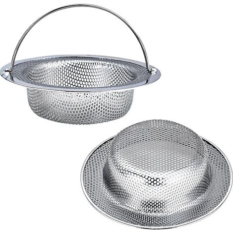 Passoire d'évier, lot de 2 paniers avec poignée, diamètre 11,4 cm, acier inoxydable, antirouille et compatible lave-vaisselle