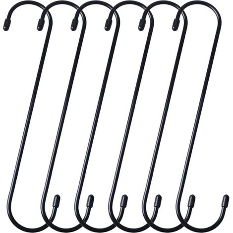 Filiyano-Lot de 6 grands crochets en S de 25 cm, longs et extensibles, pour suspendre plantes, ustensiles de cuisine, pergola ou armoire. (1/3)