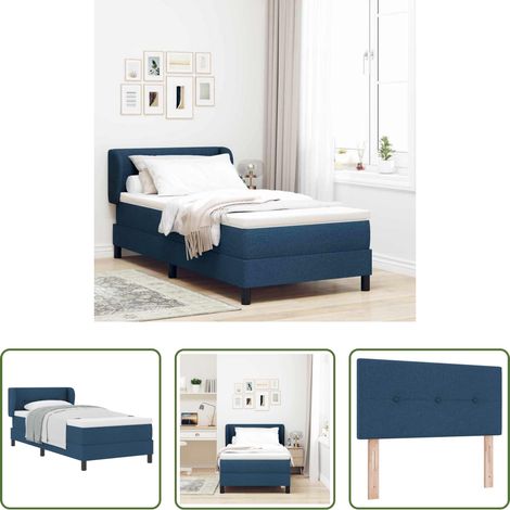 Lit moderne - Lit à ressorts avec matelas Bleu 80 x 200 cm tissu (1/5)