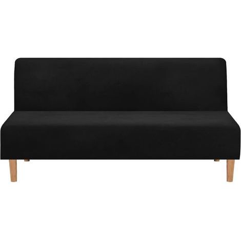 Housses de canapé Housse de canapé convertible sans accoudoirs, en velours extensible, épaisse, douce, confortable, pour canapé-lit, canapé lit pliable (velours épais  Noir) (1/5)