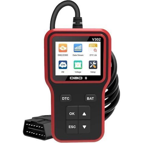 OBD2 Diagnostic Auto Valise Voiture, V302 Scanner Universel Lecteur Code Voiture, OBD Diagnostic Auto Multimarque, Outil de Diagnostic pour Tous Les protocoles OBDII Voitures Depuis 1996 (1/4)