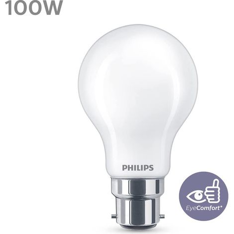 Philips ampoule LED Standard B22 100W Blanc Chaud Dépolie, Verre