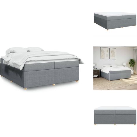 Sommier à lattes de lit avec matelas Gris clair 200x200cm Tissu - Sommier À Lattes De Lit - Sommiers À Lattes De Lit - Lit - Meuble De Chambre À Coucher (1/5)
